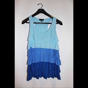 Aqua Ombré Ruffled Layers Tank